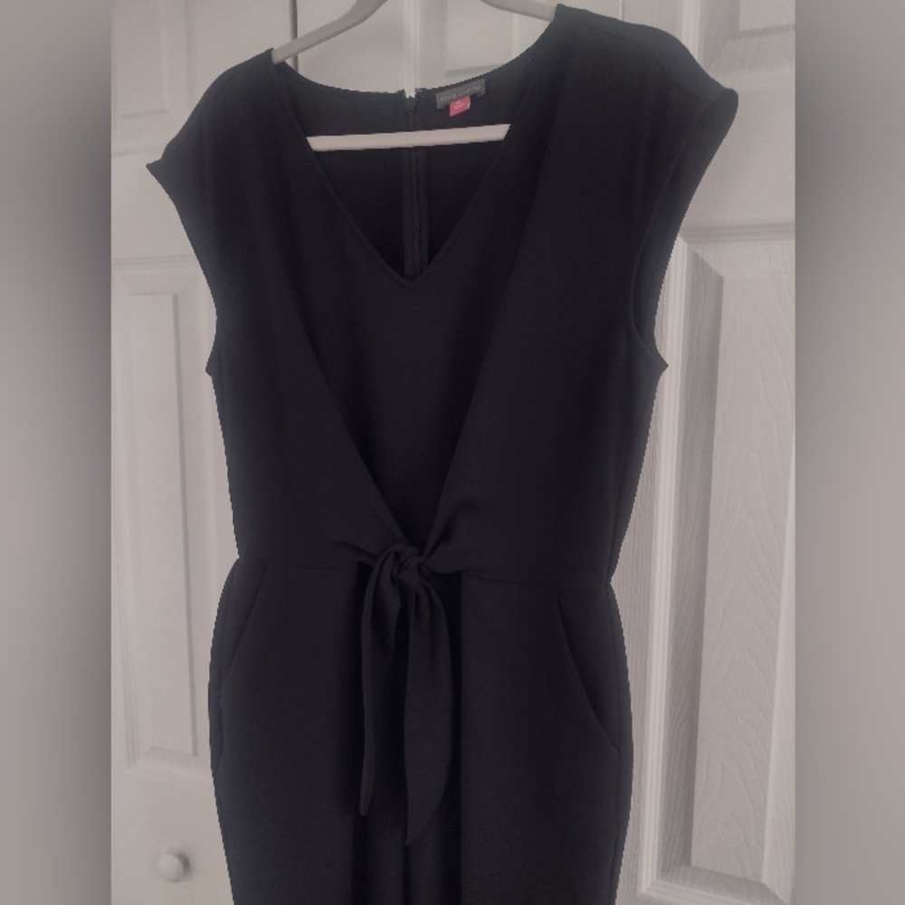 Vince Camuto Black Tie-Waist V-Neck Jumpsuit - Women